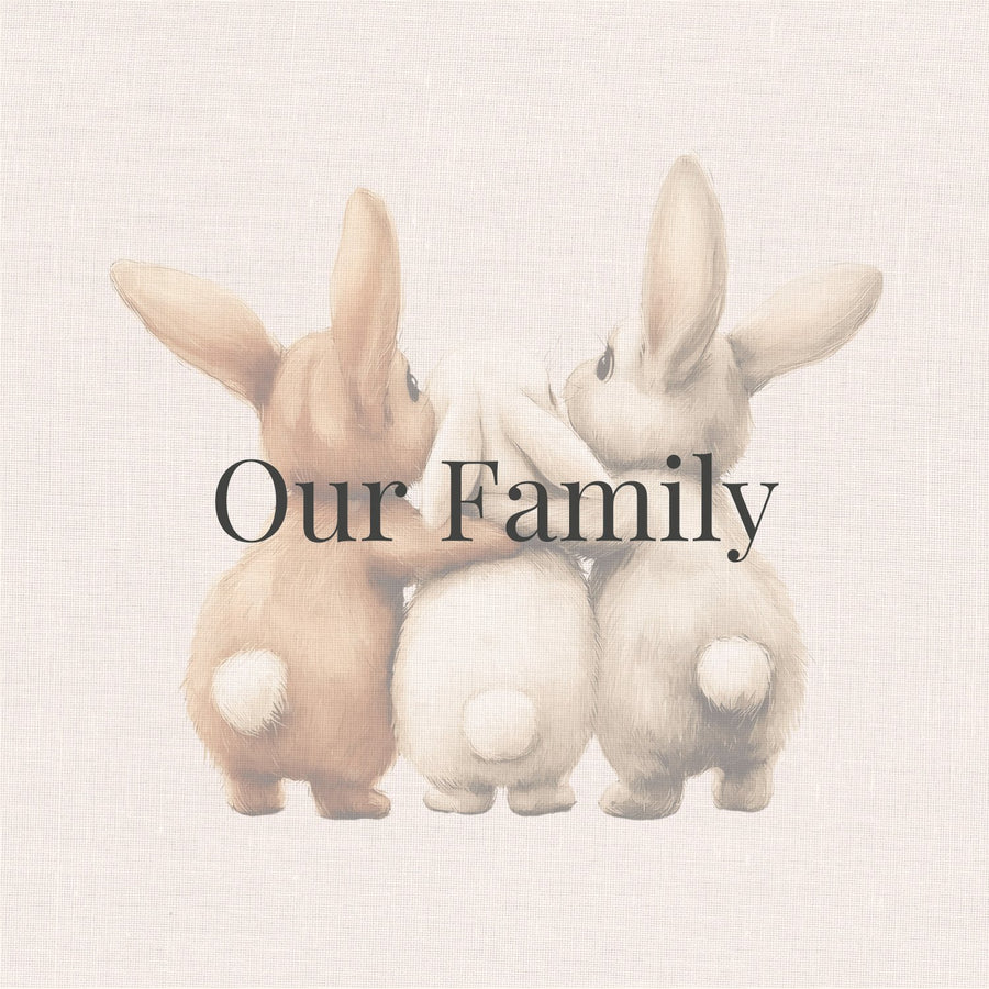 Chapter opener: Our Family (pages 5 to 12), watercolor rabbits