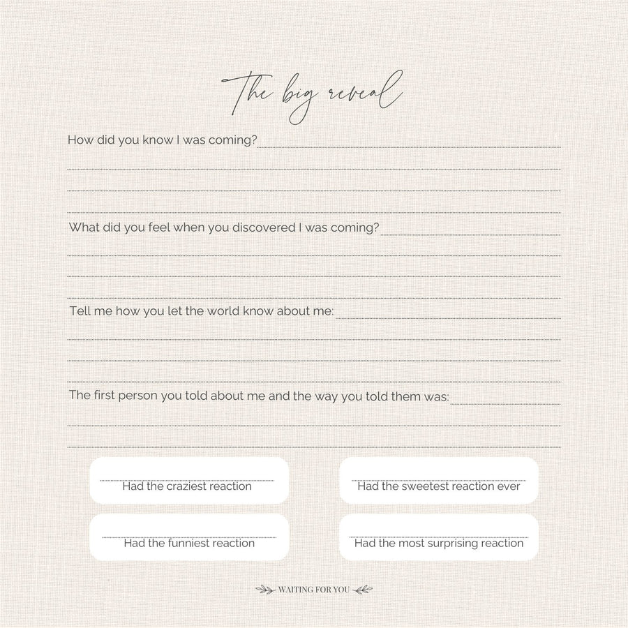 Page 17 of the CheriBOO Baby Memory Book: the big reveal