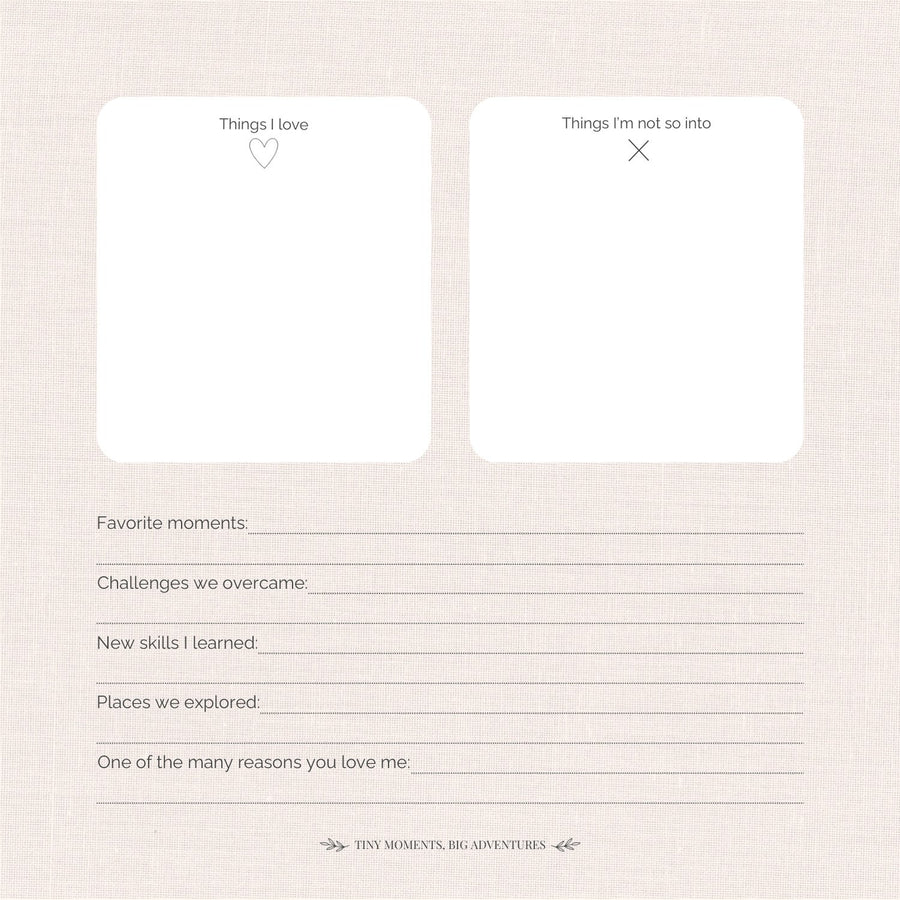 Page 43 of the CheriBOO Baby Memory Book: month one, photo spaces and prompts