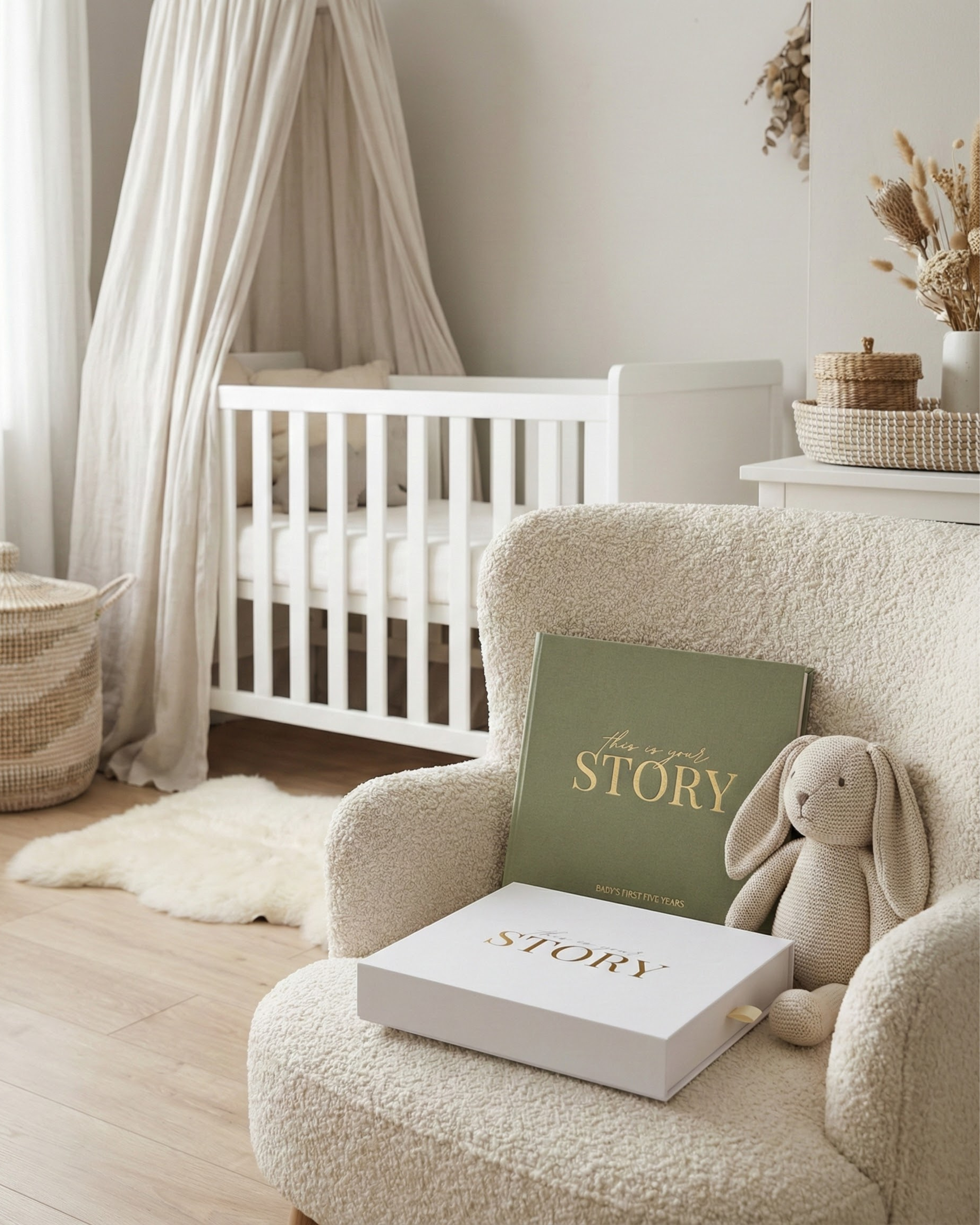 Dusty Blue Baby Memory Book & Keepsake Journal for First 5 Years