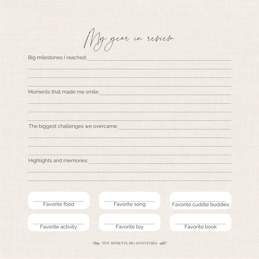 Page 65 of the CheriBOO Baby Memory Book: my year in review, first birthday