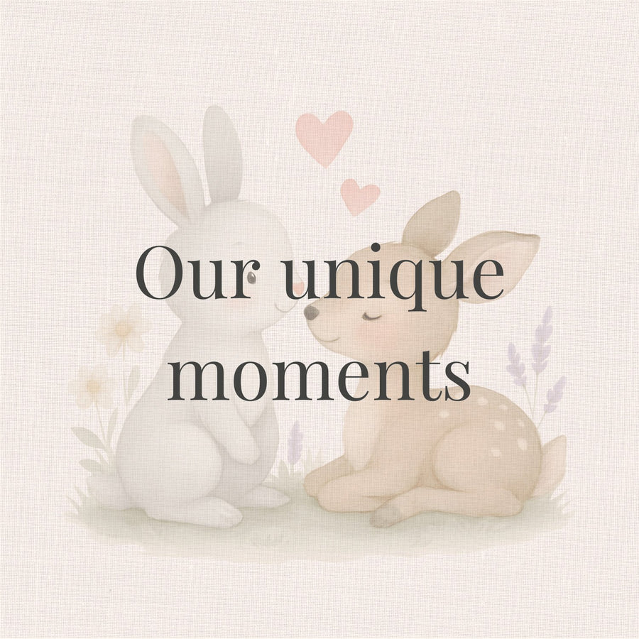 Chapter opener: Our Unique Moments (pages 113 to 121), watercolor rabbit and fawn