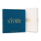 CheriBOO Baby Memory Book in Deep Sea Blue (deep petrol blue) with its keepsake box