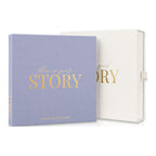 CheriBOO Baby Memory Book in Lavender (soft grayish lavender) with its keepsake box