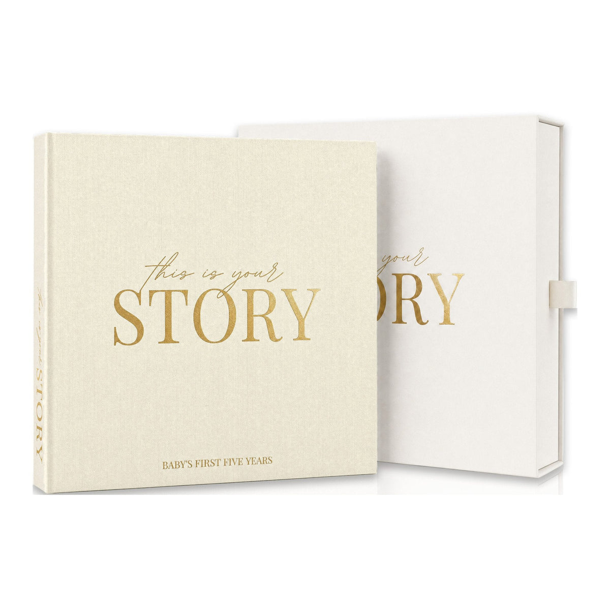 CheriBOO Baby Memory Book in Natural (warm cream) with its keepsake box