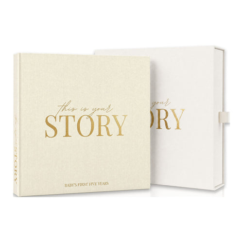 CheriBOO Baby Memory Book in Natural (warm cream) with its keepsake box